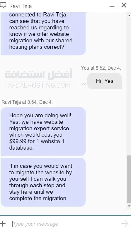 دردشة مع موظف الدعم الفنّي في استضافة godaddy