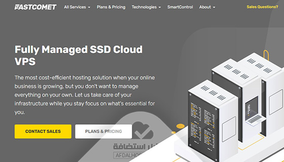صفحة الاستضافة السحابية في موقع FastComet